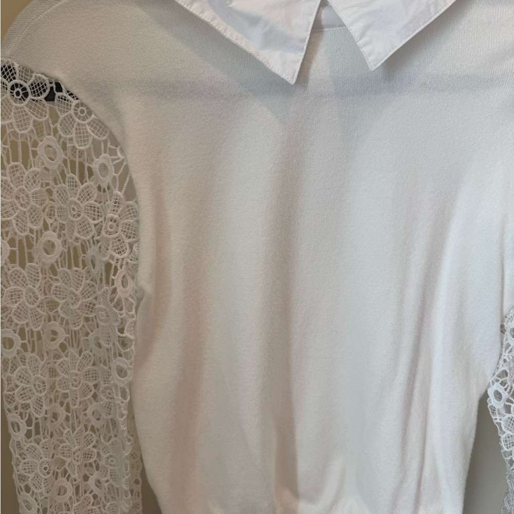 Elegant White Lace Sleeve Blouse